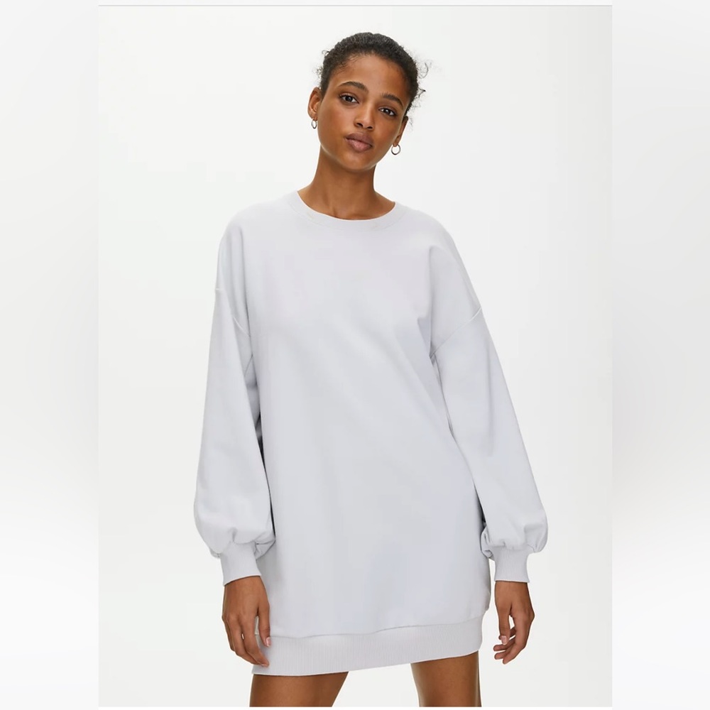 ARITIZIA BABATON ICE GREY FLEECE SWEATER DRESS. Sold out online Size medium NWT